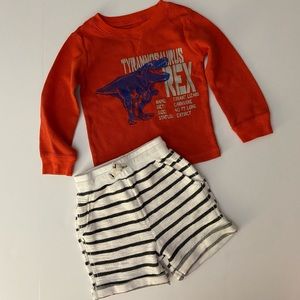 Boys 3T/4T long sleeve shirt & striped shorts